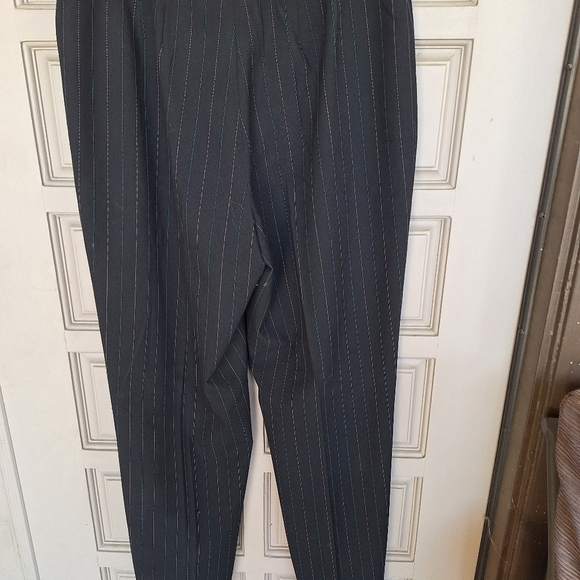 Apt 9 Pinstripe Slacks Black/Blue/Creme Sz12 Straight Leg Front Zip Hi Rise NWOT - Picture 4 of 8